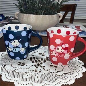 Polka Dot Minnie & Mickey Mug Set - Red and Navy